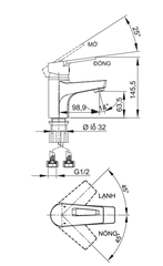 Vòi lavabo nóng lạnh L1226X5 Luxta