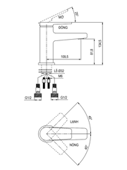 [Luxta] Vòi lavabo nóng lạnh (Thân ống trúc, tay gật gù, bao gồm dây cấp) L1229