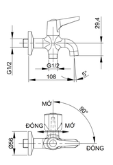 [Luxta] Vòi sen lạnh (Tay gạt và tay vặn) L2102V