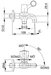 [Luxta] Vòi sen lạnh (Tay gạt và tay vặn) L2105