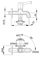 [Luxta] Vòi sen lạnh (Thân vuông, tay gạt và tay vặn) L2114T1