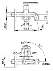 [Luxta] Vòi sen lạnh (Thân vuông, tay gạt và tay vặn) L2114T3