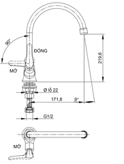 [Luxta] Vòi rửa chén lạnh (Cần cong, tay gạt) L3105M