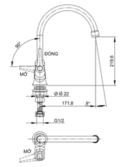 [Luxta] Vòi rửa chén lạnh (Cần cong, tay gạt) L3105T4