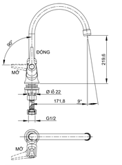 [Luxta] Vòi rửa chén lạnh (Cần cong, tay gạt) L3105V