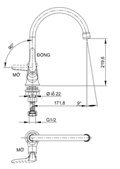 [Luxta] Vòi rửa chén lạnh (cần cong, tay gạt) L3106T3