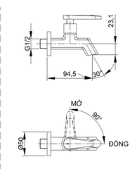 [Luxta] Vòi hồ (Thân vuông, sơn tĩnh điện) L4114WT3