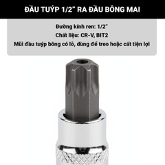 Đầu tuýp 1/2 inch ra đầu bông mai Licota T20 – T55