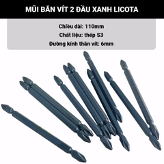 Mũi bắn vít 2 đầu xanh dài 110mm Licota