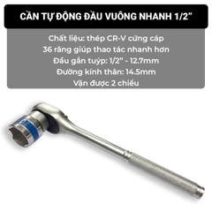 Cần tự động đầu vuông nhanh 1/2'' 36 răng TOP (cái)