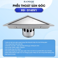 [Rangos] Thoát sàn nhà tắm cao cấp INOX 304 RG-D165V1