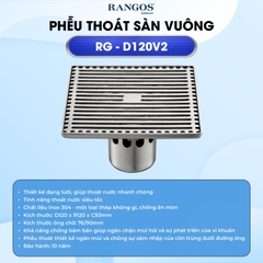 [Rangos] Thoát sàn nhà tắm cao cấp INOX 304 RG-D120V2