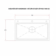 [Rangos] Chậu rửa bát Handmade 1 hố lớn có giật cấp RGS-7848-GC