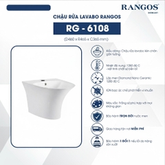 [Rangos] Chậu rửa bằng sứ treo tường RG-6108