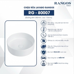 [Rangos] Chậu rửa bằng sứ đặt bàn RG-80007