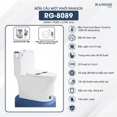 [Rangos] Bồn cầu vệ sinh bằng sứ một khối RG-8089