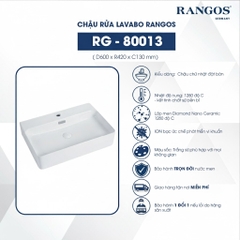 [Rangos] Chậu rửa bằng sứ đặt bàn RG-80013