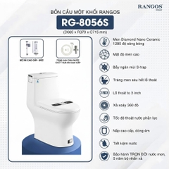 [Rangos] Bồn cầu vệ sinh bằng sứ một khối RG-8056S