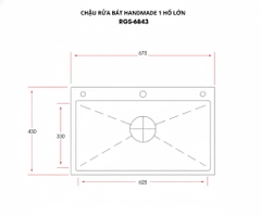 [Rangos] Chậu rửa bát handmade 1 hố lớn RGS-6843