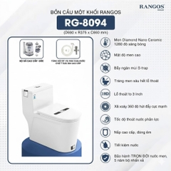 [Rangos] Bồn cầu vệ sinh bằng sứ một khối RG-8094