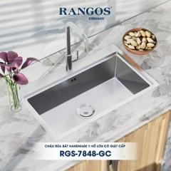 [Rangos] Chậu rửa bát Handmade 1 hố lớn có giật cấp RGS-7848-GC