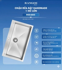 [Rangos] Chậu rửa bát handmade 1 hố lớn RGS-6843