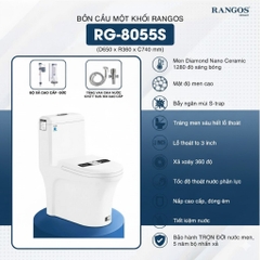 [Rangos] Bồn cầu vệ sinh bằng sứ một khối RG-8055S