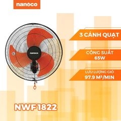 Quạt treo CN NWF1822 65W (đen cam) Nanoco