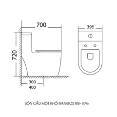 [Rangos] Bồn cầu vệ sinh bằng sứ một khối RG-8096B