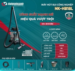 Máy hút bụi công nghiệp 1600W 18L Nakawa NK-HB18L
