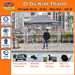 Nhà Bạt Gấp Gọn 2M x 3M Màu Rằn Ri, Quây 3 Mặt Trong Suốt