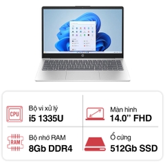 Laptop HP 14s-ep0128TU 8U6L5PA (Intel Core i5-1335U | 8GB | 512GB | Intel Iris Xe | 14 inch FHD | Win 11 | Bạc)