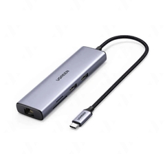 Thiết bị mở rộng USB type-C to HDMI 4K@60hz/ Hub USB 3.0/ SD/TF/Lan Gigabit chính hãng Ugreen 20954