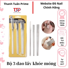 Bộ Dao Lấy Khóe Móng 3 Cây – Dao Lưỡi Cong, Thẳng, Xiên Chuyên Dụng Pedicure