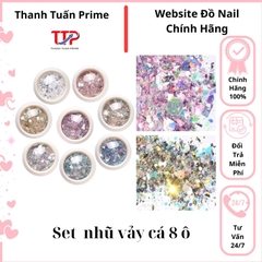 Set Nhũ Vảy Cá 8 Ô Trang Trí Nail Cao Cấp