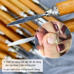 Cây Lấy Khóe Móng Cán Gỗ Cao Cấp – Dụng Cụ Lấy Khóe 1 Đầu / 2 Đầu Chuyên Dụng Nail