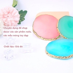 Đá Pha Sơn Gel Nail Art Cao Cấp – Bảng Trộn Gel Vân Đá Viền Kim Loại Sang Trọng