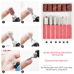 Máy Mài Móng Mini Cầm Tay Đa Tốc Độ Kèm Bộ Đầu Mài