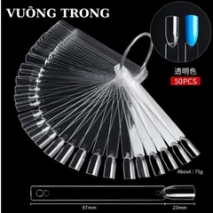 Móng Que Tập Sơn Vuông – Bảng Màu Nail 50 Tips (Trắng/Đen/Trong/Đục) Trưng Bày Màu Sơn
