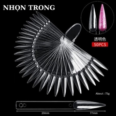 Móng Que Tập Sơn Nhọn 50 Tips – Bảng Màu Nail (Đen / Trắng / Trong / Đục) Trưng Bày Nail Art
