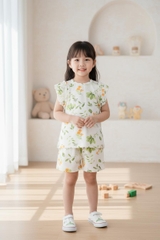 Bộ cotton trẻ em - bé gái G006 9mM/5T