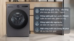 Máy giặt sấy LG Inverter giặt 15 kg - sấy 8 kg F2515RNTG