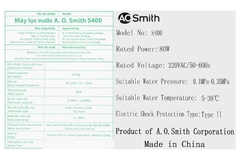 Máy lọc nước RO AOSmith S400 3 lõi