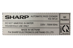 Nồi cơm nắp gài Sharp 1.8 lít KS-18TJV