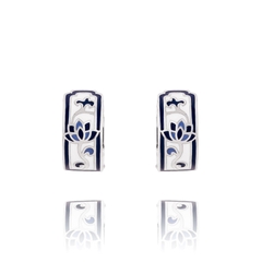 Khuyên tai Hoa Sen Xanh Trắng - Size nhỏ