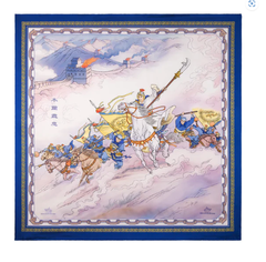 Khăn lụa vuông (Mulan - Royal Blue & Bronze)