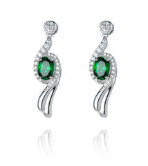 Khuyên tai (Flying Sleeves Green) - Bạc