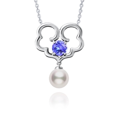 Dây chuyền Phước lành Vĩnh cửu - Vàng trắng 18kt với Đá Tanzanite