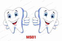 Decal hình răng dán cửa kính phòng khám Nha khoa