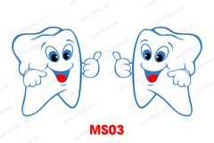 Decal hình răng dán cửa kính phòng khám Nha khoa